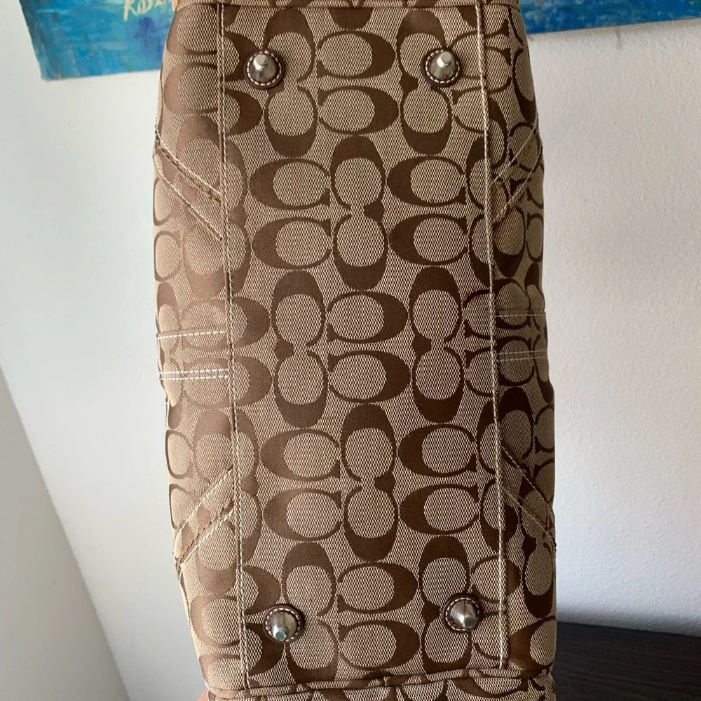 Coach Tan and Brown Signature Satchel - Picture 6 of 16